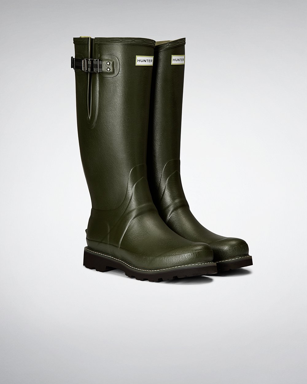 Bottes Hautes de Pluie Hunter Balmoral Side Adjustable Homme Vert Foncé Olive LTDVCRS-50